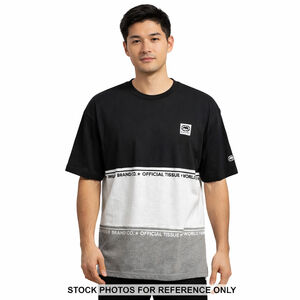 Ecko Unltd Colorblock Rhino Logo T-Shirt L Black White Gray Streetwear Graphic T